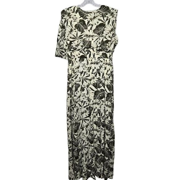 Kosmios Jumpsuit Back Drape Floral Tropical Print Wide Leg Size Large - Picture 1 of 11